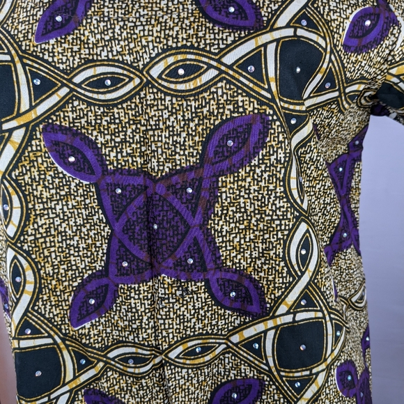 NWOT, AFRICAN PRINT MAXI DRESS WITH THIGH HIGH SPLIT ON BOTH SIDES SIZE 18 - Picture 9 of 12